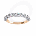 Rose Gold Round Diamond Cluster Two-Tone Half Eternity Band Ring