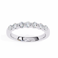 White Gold Seven Stone Round Diamond Shared Prong Band Ring