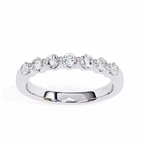 White Gold Seven Stone Round Diamond Shared Prong Band Ring
