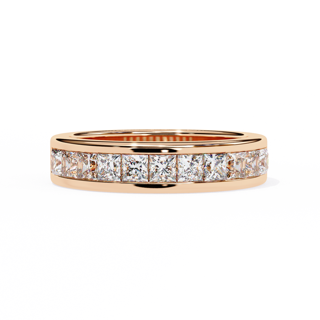 Rose Gold Princess-Cut Diamond Channel-Set Half Eternity Band Ring
