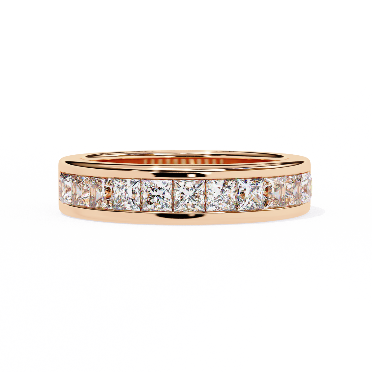 Rose Gold Princess-Cut Diamond Channel-Set Half Eternity Band Ring