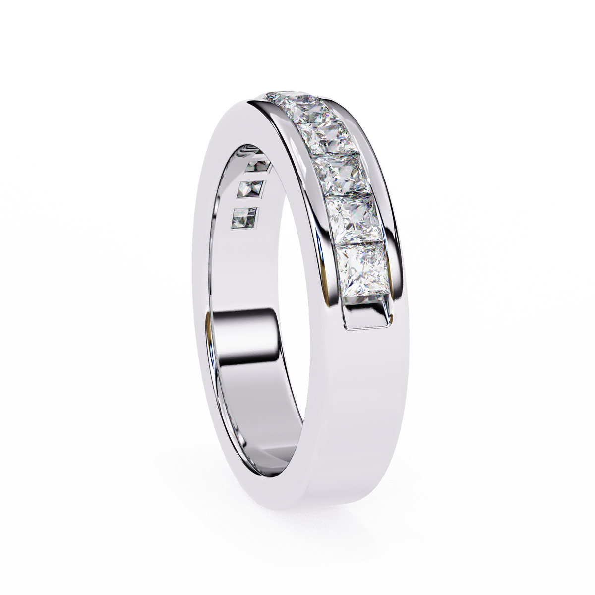 White Gold Princess-Cut Diamond Channel-Set Half Eternity Band Ring