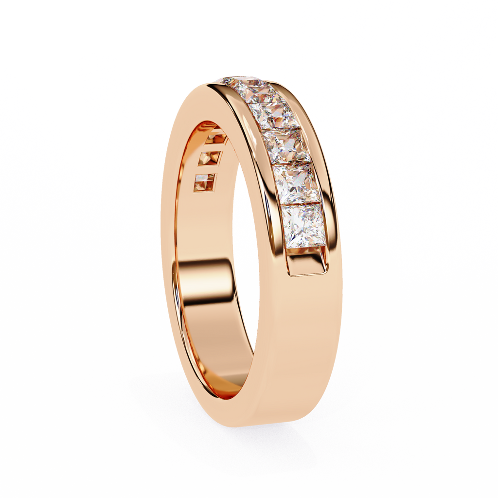 Rose Gold Princess-Cut Diamond Channel-Set Half Eternity Band Ring