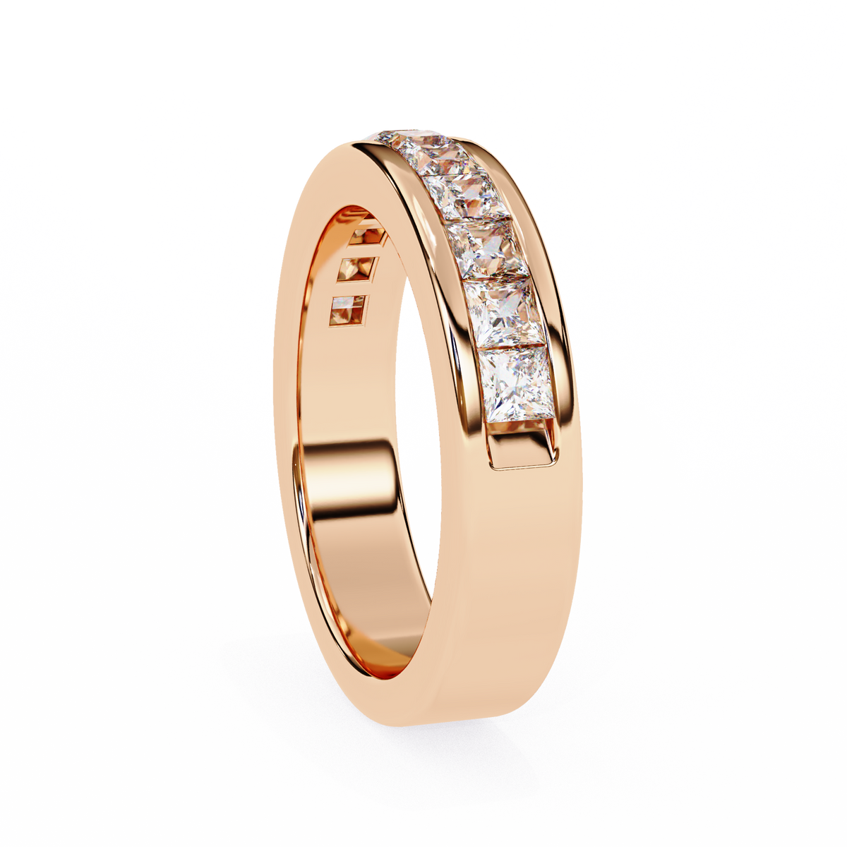 Rose Gold Princess-Cut Diamond Channel-Set Half Eternity Band Ring