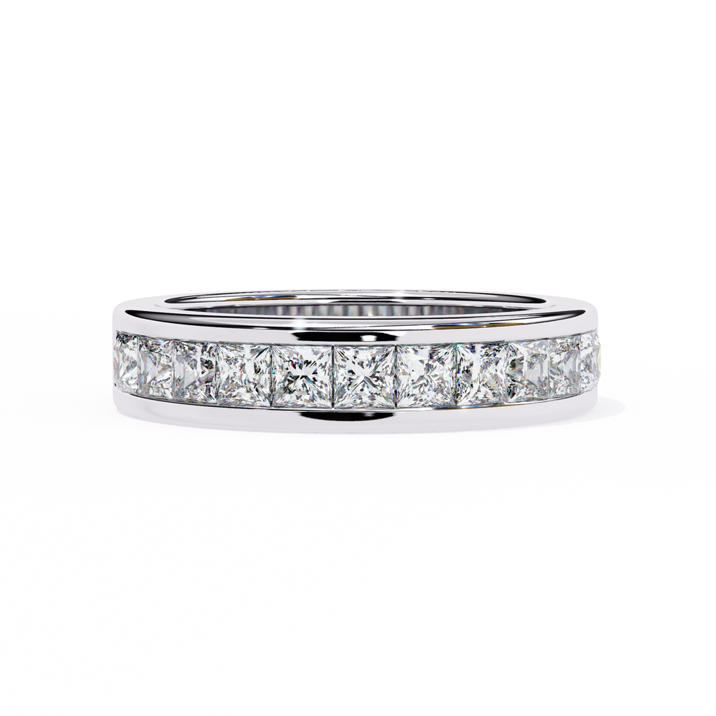 White Gold Princess-Cut Diamond Channel-Set Half Eternity Band Ring
