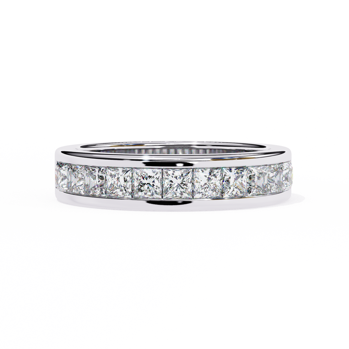 White Gold Princess-Cut Diamond Channel-Set Half Eternity Band Ring