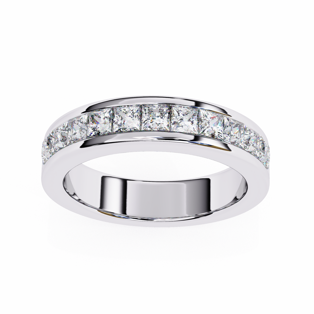 White Gold Princess-Cut Diamond Channel-Set Half Eternity Band Ring