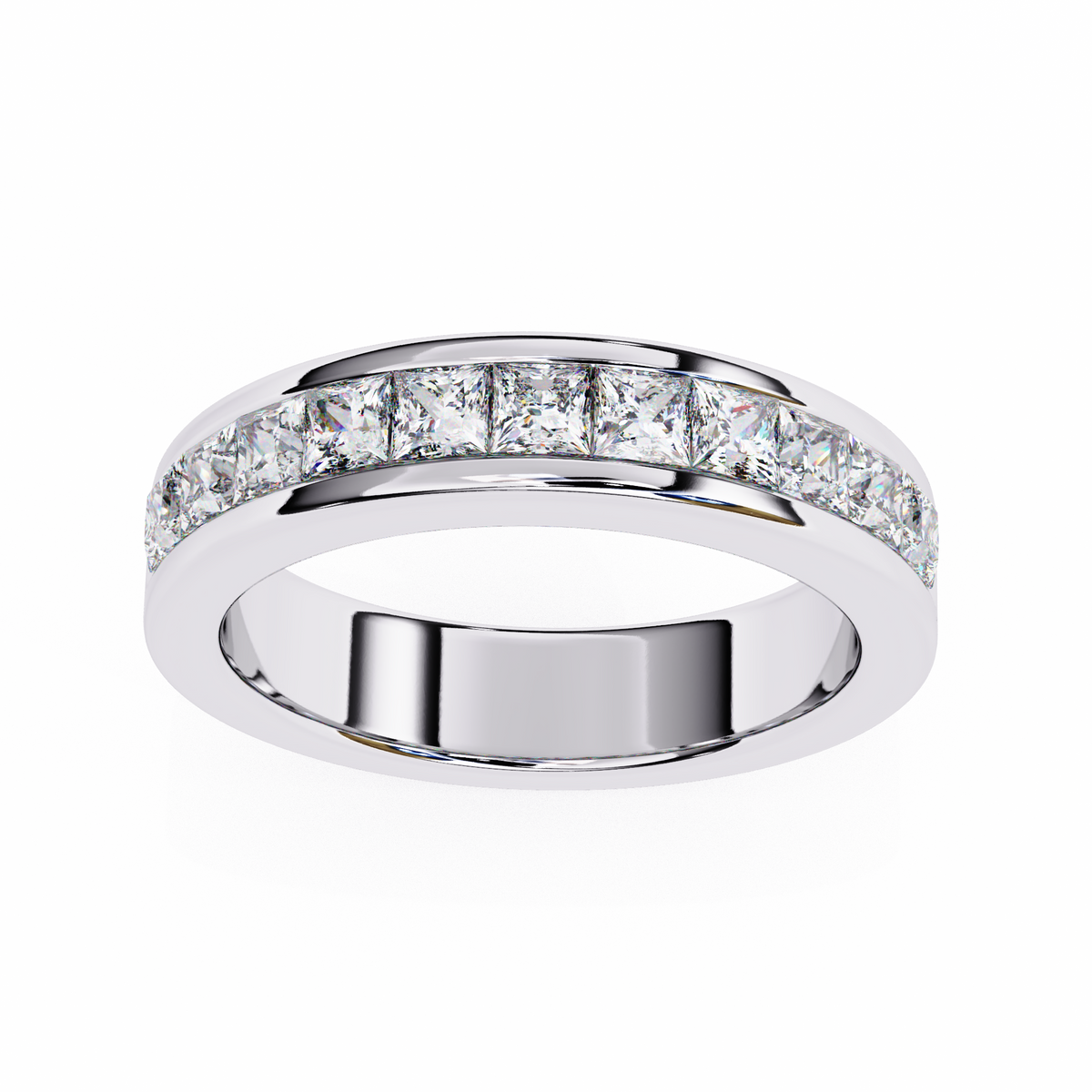 White Gold Princess-Cut Diamond Channel-Set Half Eternity Band Ring