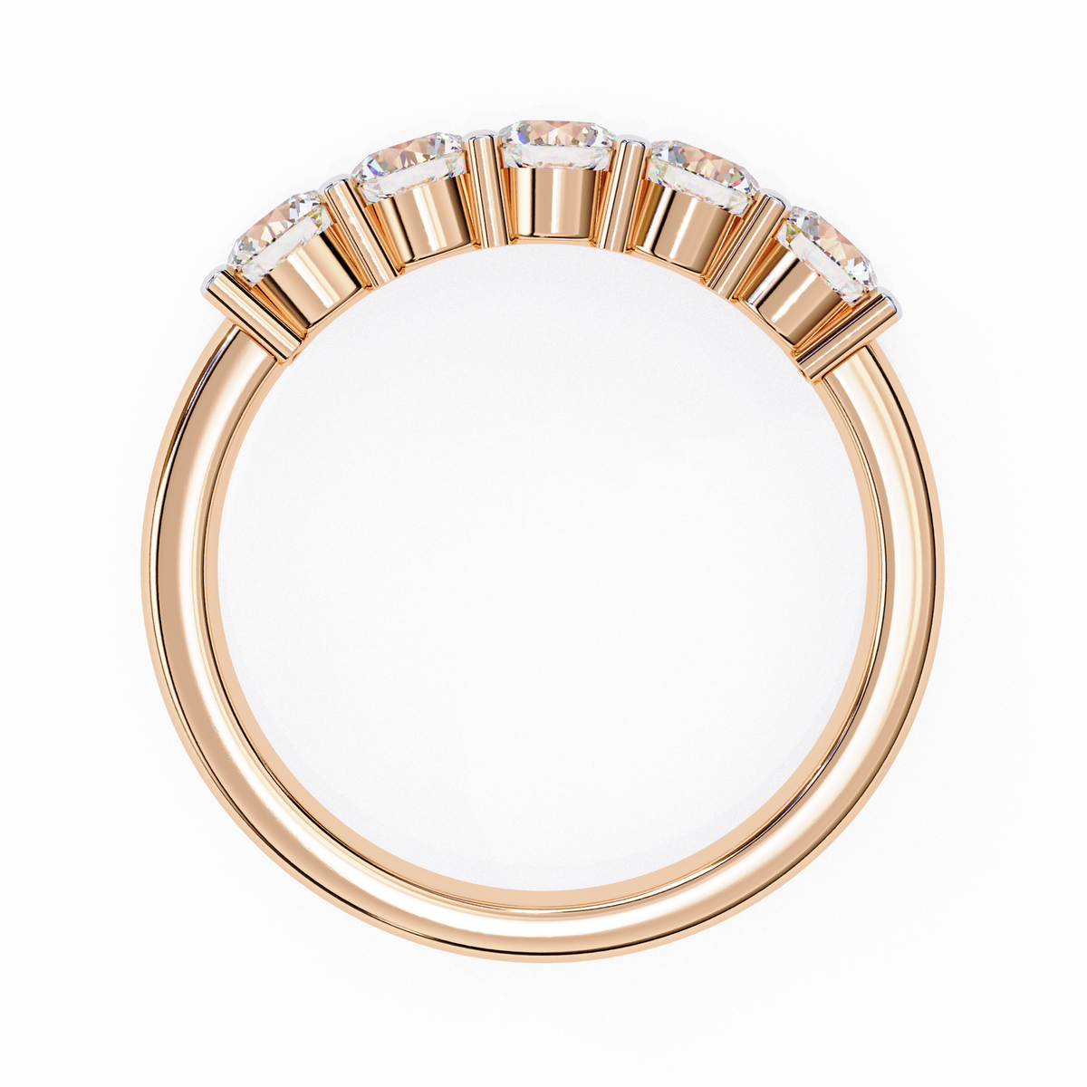Gold Five Stone Round Diamond Half Eternity Ring