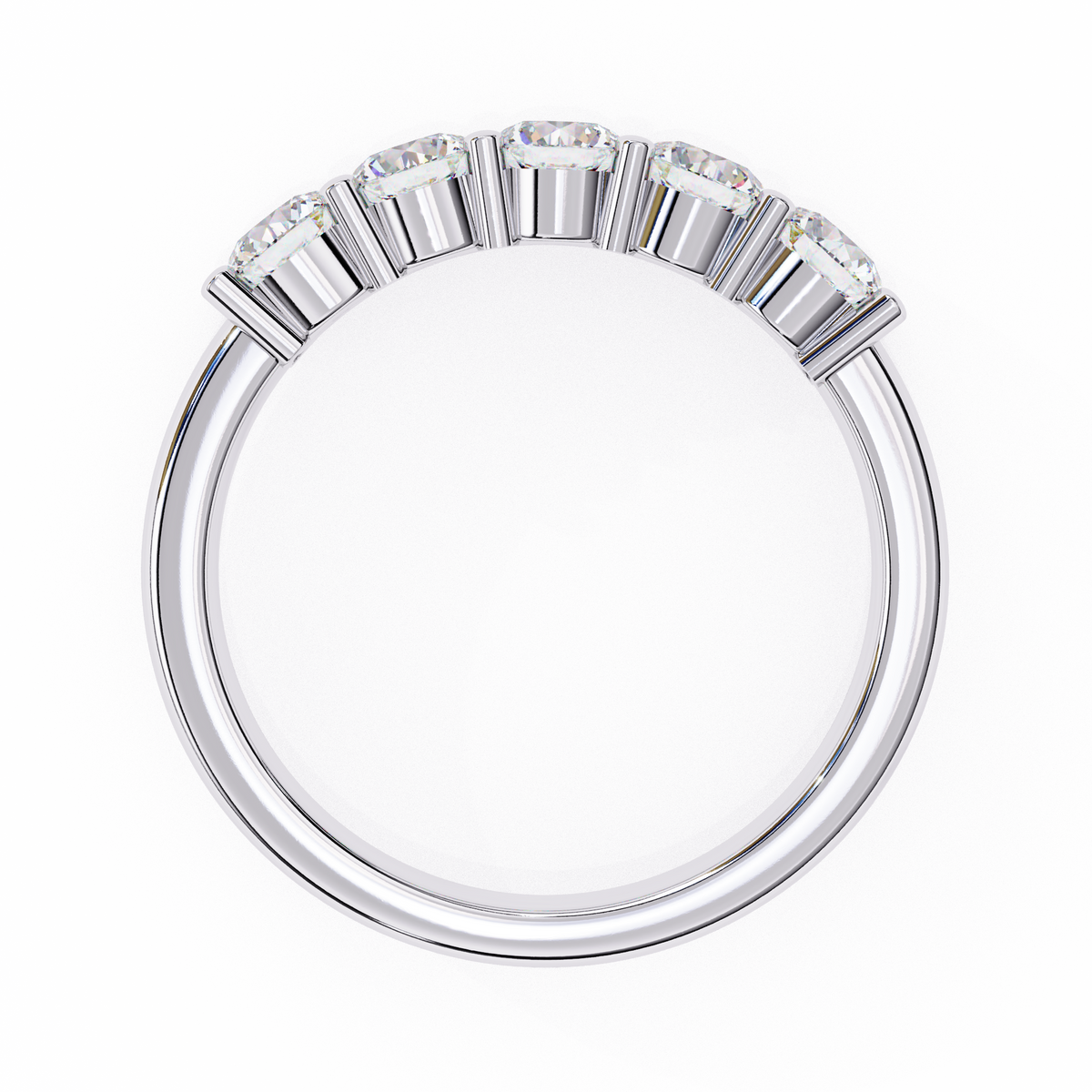 Gold Five Stone Round Diamond Half Eternity Ring