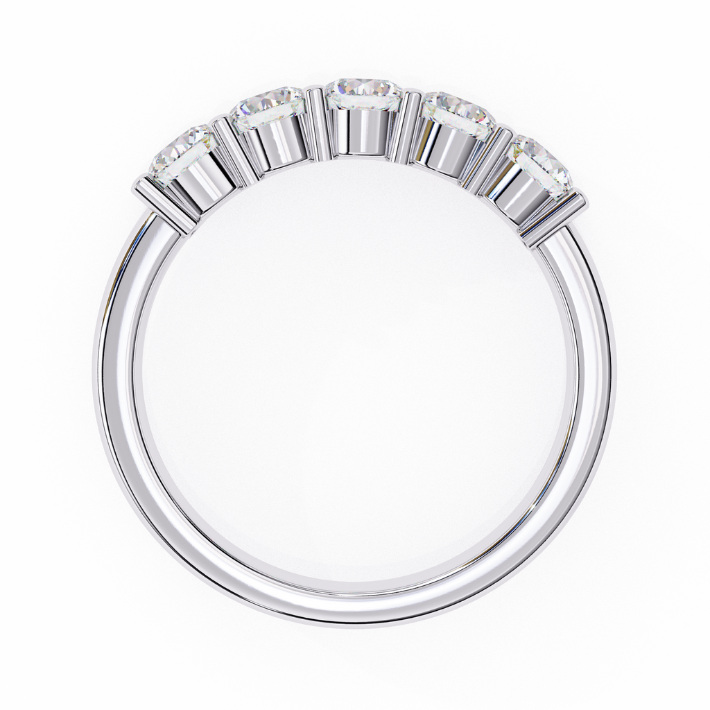 White Gold Five Stone Round Diamond Band Ring