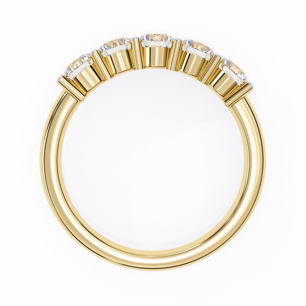 Gold Five Stone Round Diamond Half Eternity Ring