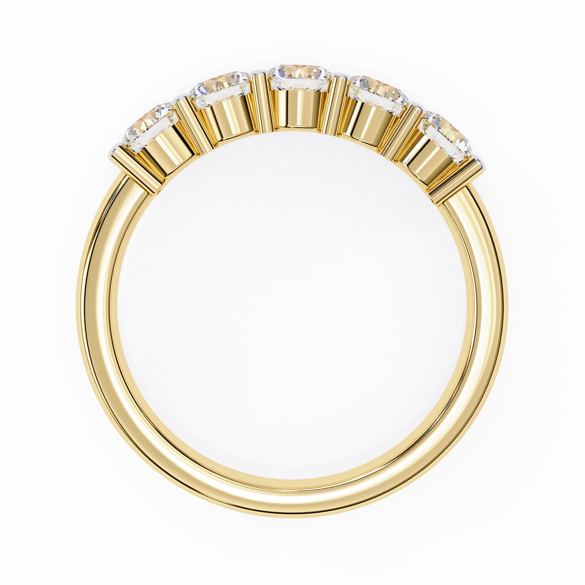 Gold Five Stone Round Diamond Half Eternity Ring