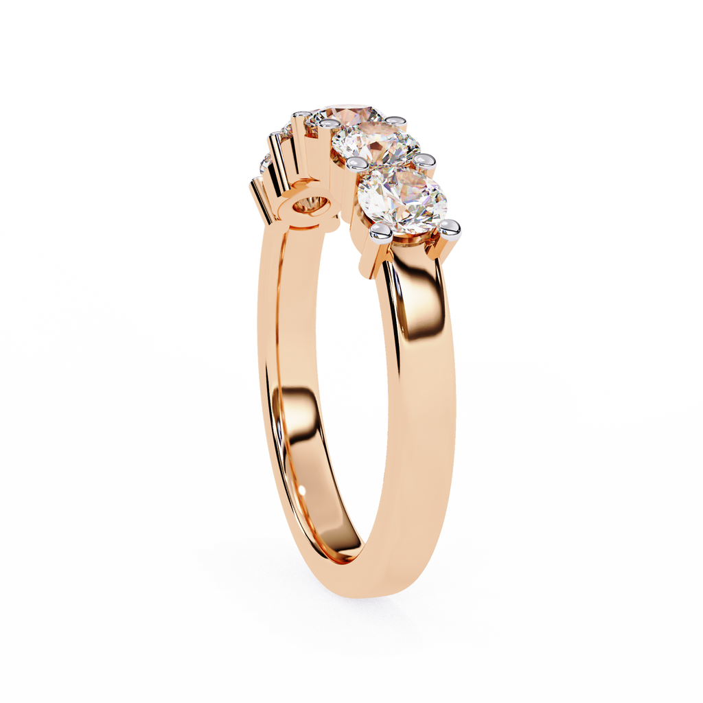 Gold Five Stone Round Diamond Half Eternity Ring