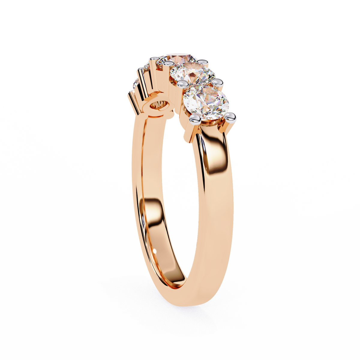 Gold Five Stone Round Diamond Half Eternity Ring