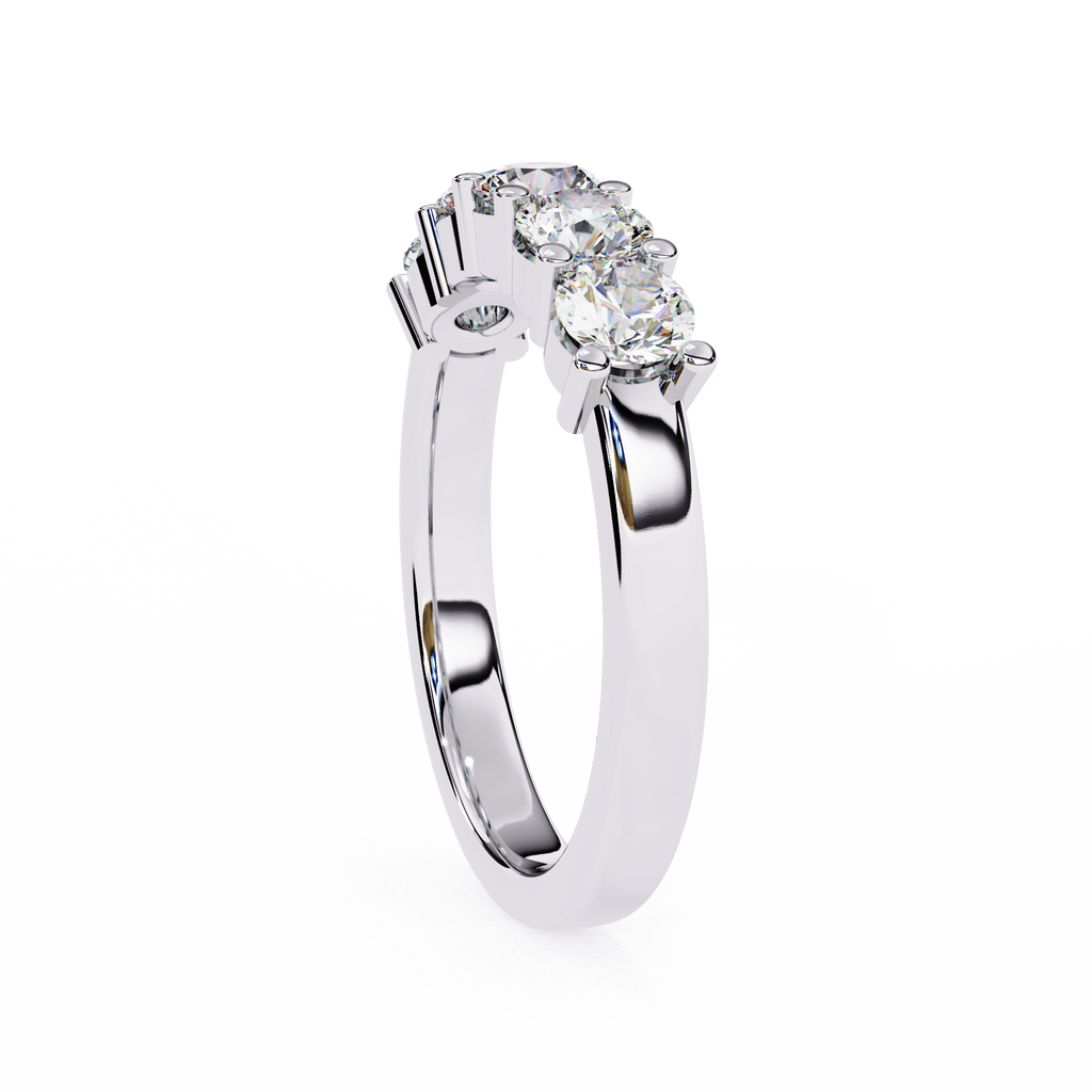 Gold Five Stone Round Diamond Half Eternity Ring
