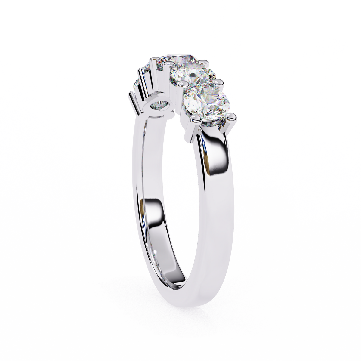 White Gold Five Stone Round Diamond Band Ring