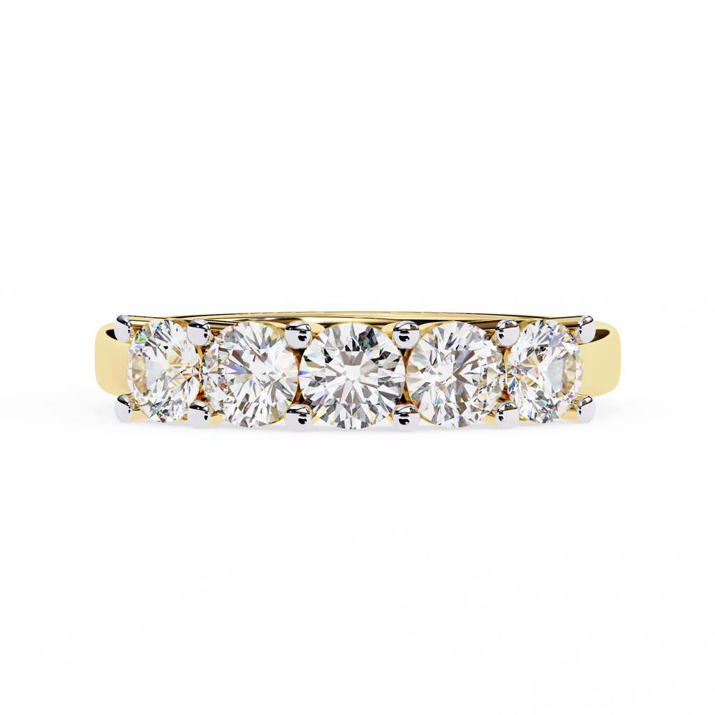 Gold Five Stone Round Diamond Half Eternity Ring