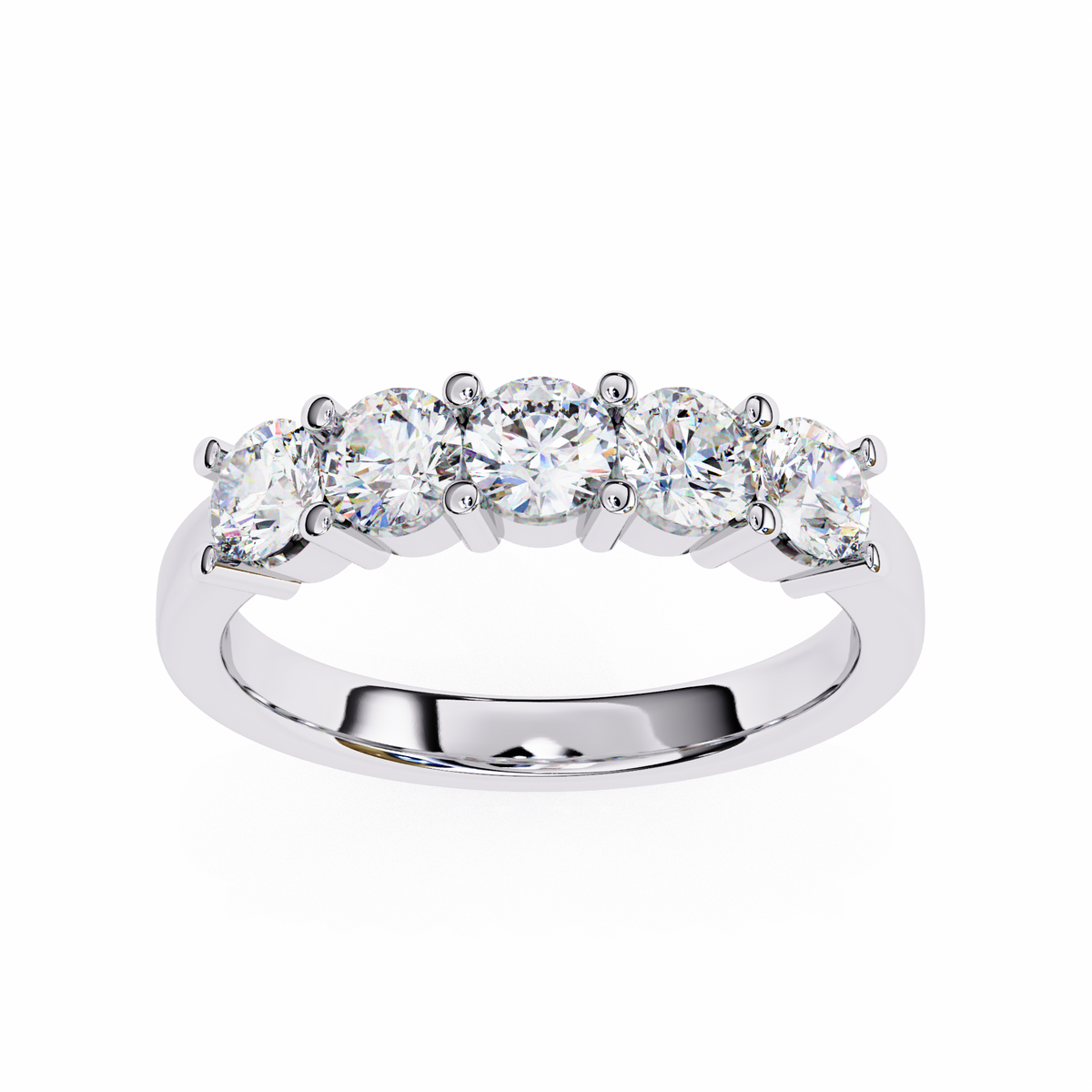 Gold Five Stone Round Diamond Half Eternity Ring