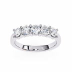 White Gold Five Stone Round Diamond Band Ring
