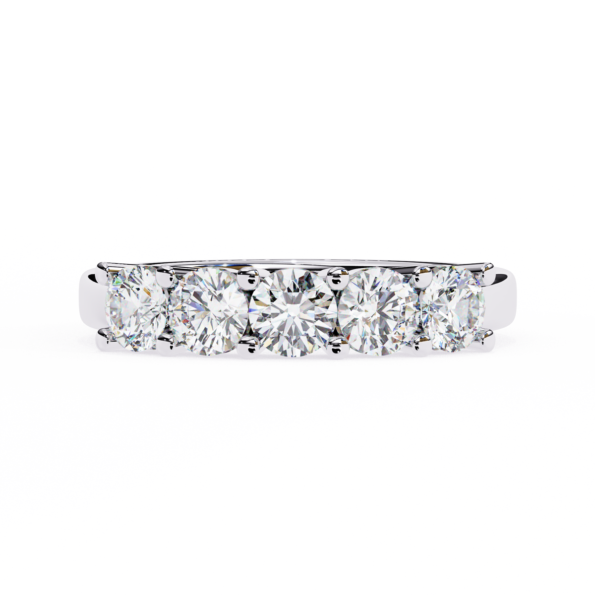 Gold Five Stone Round Diamond Half Eternity Ring
