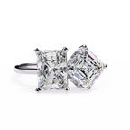 White Gold Toi et Moi Radiant and Asscher Cut Two Stone Diamond Ring