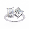 White Gold Toi et Moi Radiant and Asscher Cut Two Stone Diamond Ring