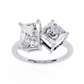 White Gold Toi et Moi Radiant and Asscher Cut Two Stone Diamond Ring