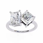 White Gold Toi et Moi Radiant and Asscher Cut Two Stone Diamond Ring