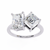 White Gold Toi et Moi Radiant and Asscher Cut Two Stone Diamond Ring