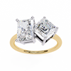 Yellow Gold Toi et Moi Radiant and Asscher Cut Two Stone Diamond Ring