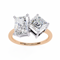Rose Gold Toi et Moi Radiant and Asscher Cut Two Stone Diamond Ring