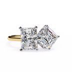Yellow Gold Toi et Moi Radiant and Asscher Cut Two Stone Diamond Ring