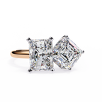 Rose Gold Toi et Moi Radiant and Asscher Cut Two Stone Diamond Ring