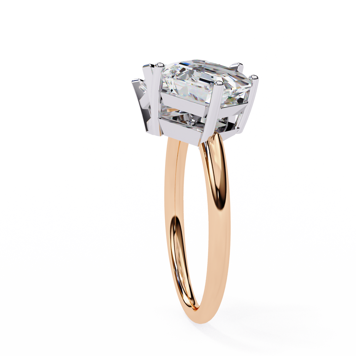 Rose Gold Toi et Moi Radiant and Asscher Cut Two Stone Diamond Ring