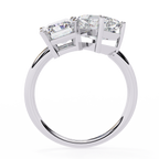 White Gold Toi et Moi Radiant and Asscher Cut Two Stone Diamond Ring