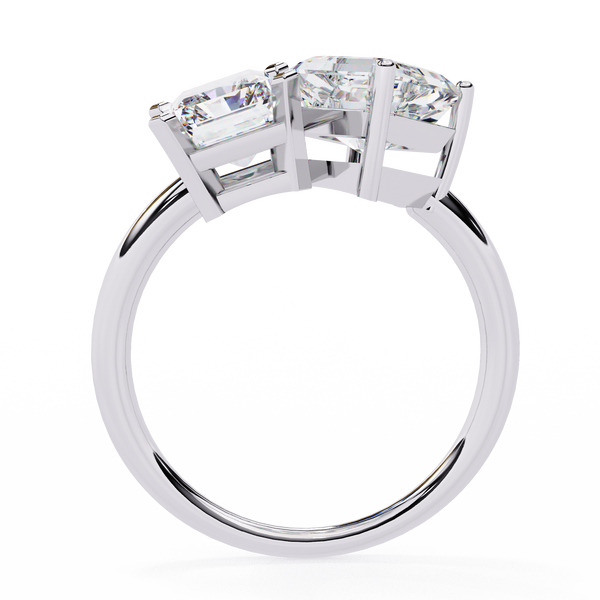 White Gold Toi et Moi Radiant and Asscher Cut Two Stone Diamond Ring
