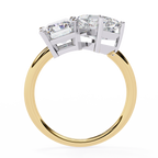 Yellow Gold Toi et Moi Radiant and Asscher Cut Two Stone Diamond Ring