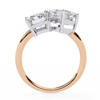 Rose Gold Toi et Moi Radiant and Asscher Cut Two Stone Diamond Ring