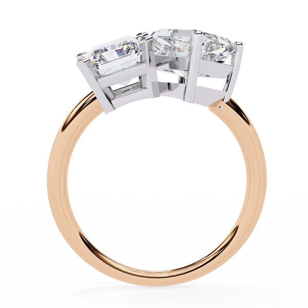 Rose Gold Toi et Moi Radiant and Asscher Cut Two Stone Diamond Ring
