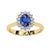 Yellow Gold Oval Blue Sapphire Ring with Diamond Halo