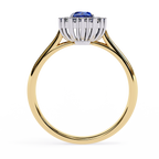 Yellow Gold Oval Blue Sapphire Ring with Diamond Halo