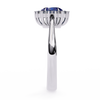 White Gold Oval Blue Sapphire Ring with Diamond Halo