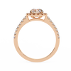 Rose Gold Round Brilliant Diamond Halo Ring with Pavé Band