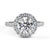 White Gold Round Brilliant Diamond Halo Ring with Pavé Band