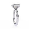 White Gold Cushion Cut Diamond Ring with Vertical Pavé Side Panels