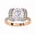 Rose Gold Cushion Cut Diamond Ring with Vertical Pavé Side Panels