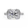 White Gold Cushion Cut Diamond Ring with Vertical Pavé Side Panels