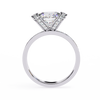 White Gold Cushion Cut Diamond Ring with Vertical Pavé Side Panels
