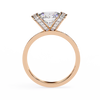 Rose Gold Cushion Cut Diamond Ring with Vertical Pavé Side Panels